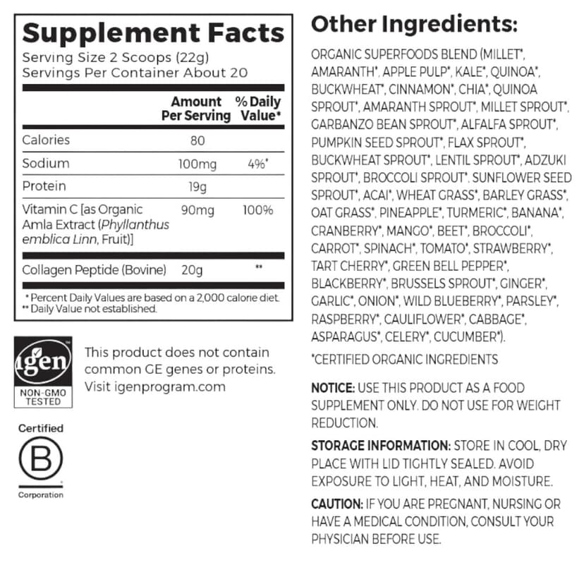 Grass Fed Pasture Raised Collagen Peptides - Unflavored