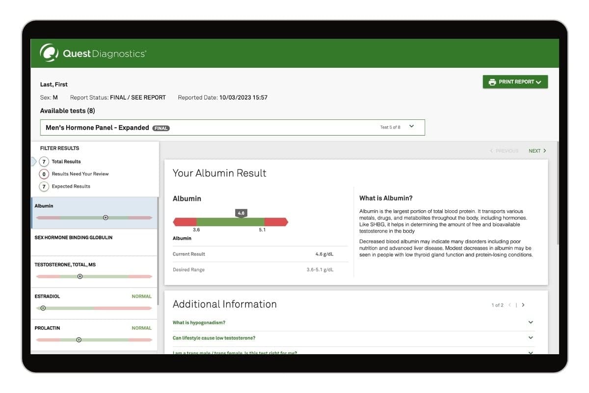 Men's Hormone Test Panel — Expanded